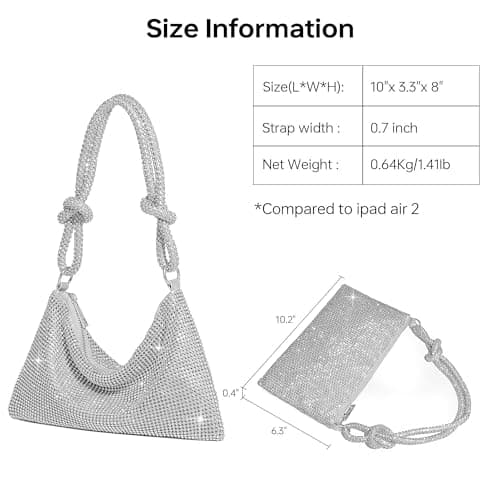 GEMIU Evening Bag Sparkle Purses for Women, Rhinestone Clutch Purse for Women Dressy Sequin Purse Silver - Thumbnail 4