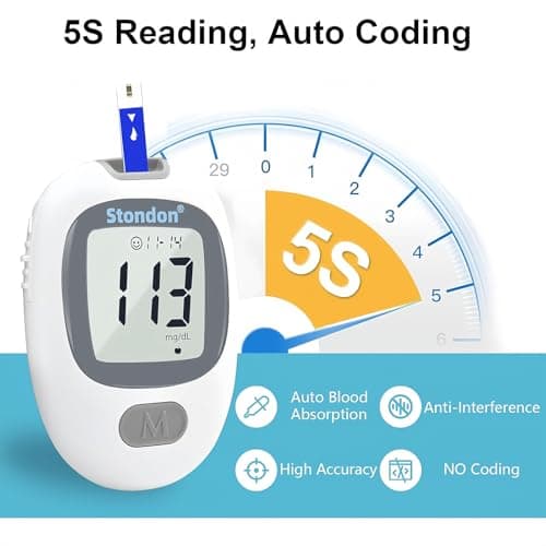 Glucose Monitor Kit, Diabetes Testing Kit, Blood Glucose Meter, 100 Glucometer Strips, 100 Lancets, Test Strips Blood Sugar Meter Glucometer - Thumbnail 2
