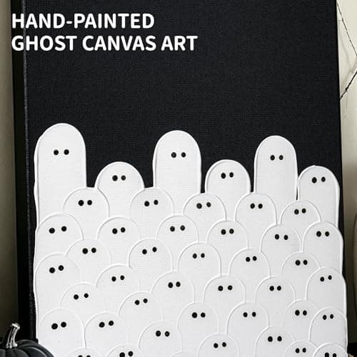 Kindlivery Halloween Decorations, Ghost Wall Art Hand Painted Painting, Unframed Spooky Ghost Artwork, Wall or Tabletop Display, Indoor Decor, For Home Mantel Shelf - Thumbnail 2