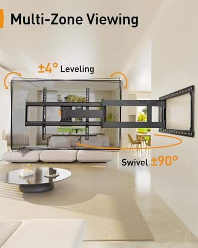 Perlegear Long Arm Full Motion TV Wall Mount for 42–97 Inch TVs up to 150 lbs, Pre-Assembled TV Mount with Full Swivel, Tilt and Extension, Fits 8″/12″/16″/24″ Wood Studs, Max VESA 800x400mm, PGXLF02 - Thumbnail 5