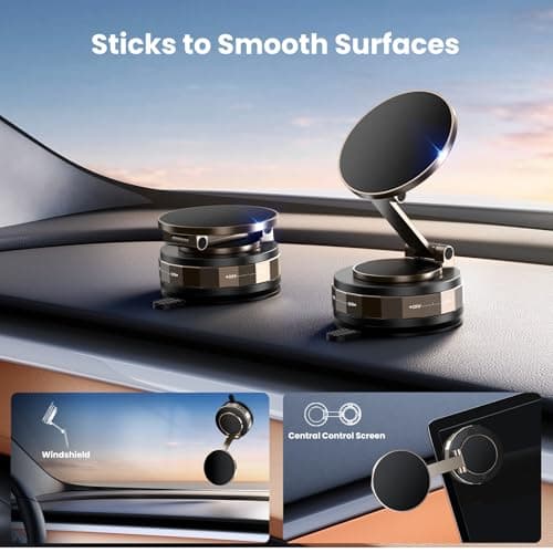 TECKNET Vacuum Magnetic Phone Holder - Upgraded 360° Adjustable Nano Gel Suction Cup Phone Holder for MagSafe, Car Mount for Car/Gym/Kitchen, Compatible with iPhone, Android and All Smartphones - Thumbnail 3