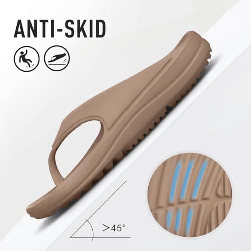 shevalues Orthopedic Sandals for Women Arch Support Recovery Flip Flops Pillow Soft Summer Beach Shoes, Khaki 42 (11-11.5 Women/9.5-10 Men) - Thumbnail 6