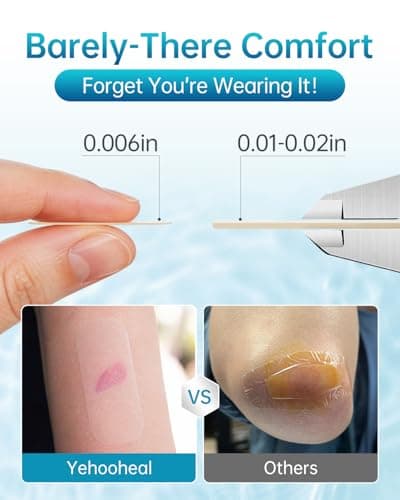 Hydrocolloid Bandages 0.006in Optimally Thin Second Skin 5 Day Protect Waterproof Faster Healing Less Scarring Individually Wrapped,for Body Cuts Scrapes Burns First Aid,10 Count(1.1in*2.72in) - Thumbnail 4