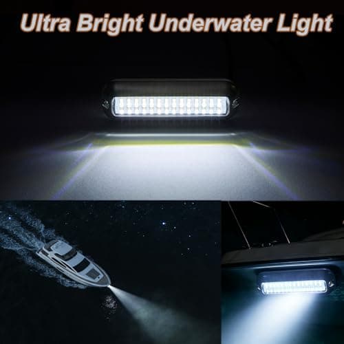Marine LED Boat Lights, 5.12Inch 2000LM 42LED Waterproof Transom Light, Surface Mount Designed for Yachts, Sailboat, Pontoon, Transom, Boat Deck Light Stern Lights (White 2PCS, 10-30V, IP68) - Thumbnail 3