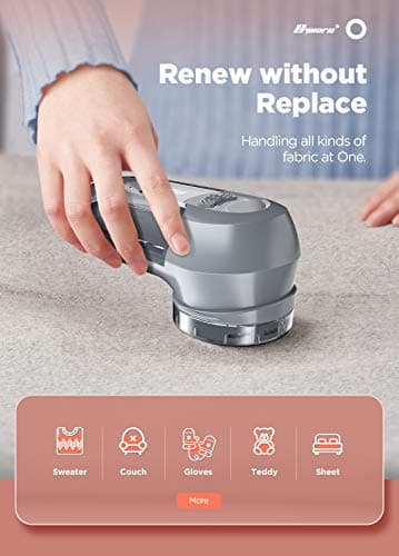 Bymore Fabric Shaver Lint Shaver for Clothes, Dual Power Lint Remover with Battery or Corded Use, Portable Sweater Shaver for Clothing, Furniture & Travel - Thumbnail 2