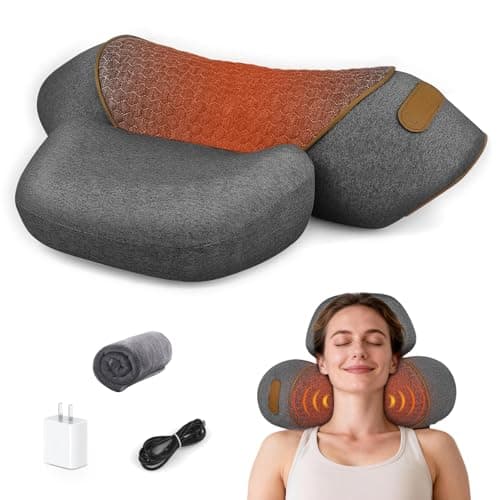 3-in-1 Neck Massager Pillow for Pain Relief, Neck Massager with Heat and Cervical Traction, Deep Tissue Massage Pillow for Shoulder & Back Comfort, Ergonomic Design for Men and Women (Deep Gray) - Image 1