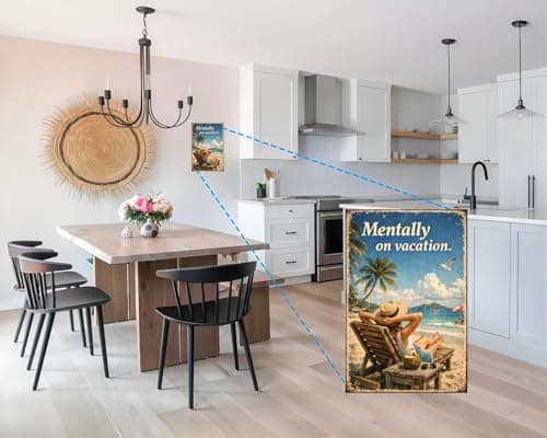 Mentally on Vacation Beach Metal Sign - 8x12 Inch Vintage-Style Tin Plaque with Relaxing Coastal Art, Perfect for Home or Office Decor, Pre-Drilled Holes for Easy Hanging - Thumbnail 4
