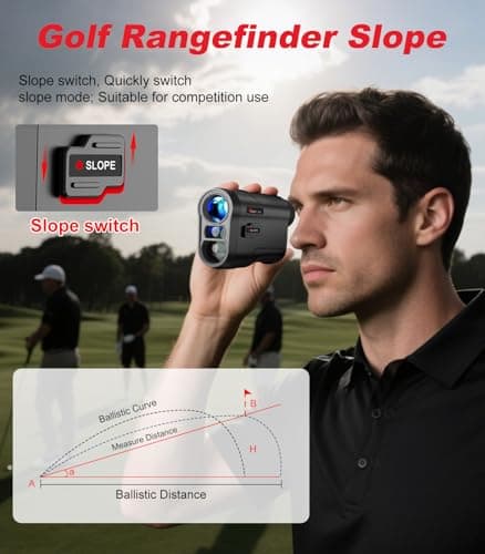 Golf Rangefinder with Slope, 1000 Yards Range Finder Golf, 6X Magnification, Flag Locking Vibration, Rechargeable Laser Range Finder - Thumbnail 3