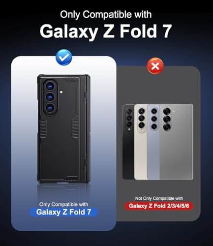 Kaiiecal for for Samsung Galaxy Z-Fold-7 Case: Military Shockproof Rugged Hinge & Privacy Screen Protector [Anti Spy] [Dual-Stand] [Anti-Fingerprint] Durable Bumper Cover for Z Fold7 5G 2025 (Black) - Thumbnail 2