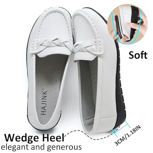 HAJINK Women Loafers Flexible Breathable Slip-On Comfortable Sole Ladies Shoes for Walking (White,9.5) - Thumbnail 5