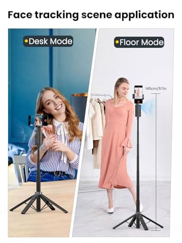 AOCHUAN Auto Face TrackingTripod, w/Gesture Control for iPhone,Extendable Pole, 360° Rotating Selfie Stick,Wireless Remote,Video Recording 4-Leg Stable & Portable Tripod - Thumbnail 2