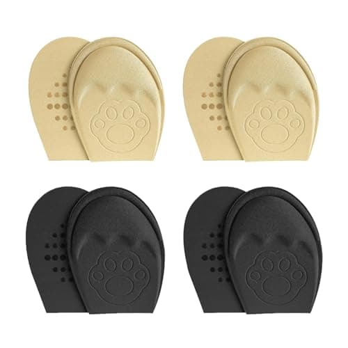 XINIFOOT 4 Pairs Ball of Foot Cushion Pads, Insoles for Heels Self Adhesive Pads, Anti-Slip Forefoot Cushion Pads, Adjustable Toe Filler Inserts Front Insoles, High Heels Shoes Inserts（Black + Skin） - Image 1