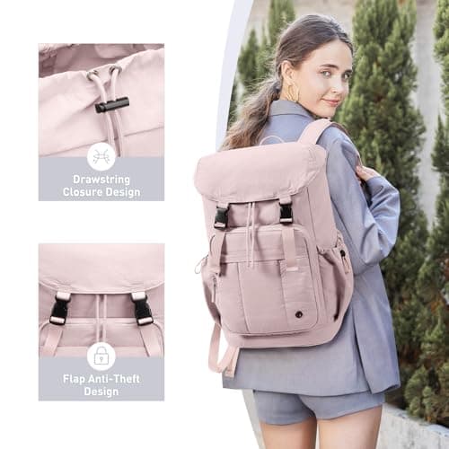 GOLF QUALITY Laptop Backpack for Women Vintage Travel Backpack Purse Casual Daypacks for Men Fashion Teacher Nurse Bag for Work Business College, Fits up to 15.6Inch Notebook,Pink - Thumbnail 2