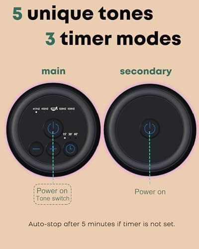 PUVIDJUT Sound Frequency Instruments, Meditation Tone TWS Machine- Solfeggio Bath Device for Yoga, Mindfulness, Singing Therapy System of Chakra Relaxation and Stress 5 Tones, 3 Timer Modes - Thumbnail 6