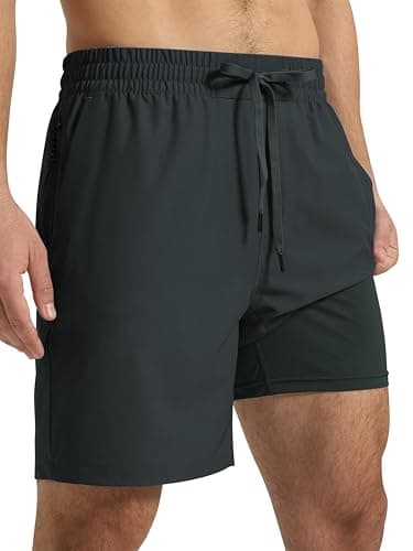 Arcweg Mens Swim Trunks 7 inch Quick Dry Bathing Suits Casual Swimwear for Men with Mesh Liner & Zipper Pocket Dark Grey - Image 1