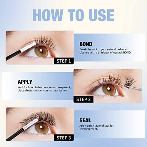 GEMERRY Lash Bond and Seal 10ml Eyelash Bond and Seal for Lash Clusters Strong Hold 48-72 Hours Cluster Lash Glue Waterproof Mascara Wand Bond and Seal (Clear, 10ml) - Thumbnail 6