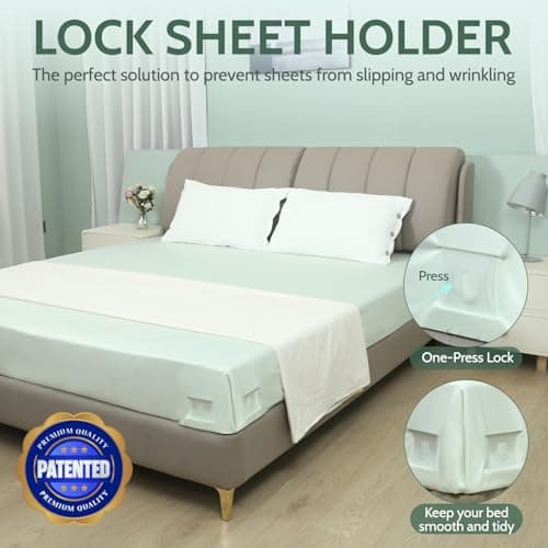 Sheet Holders - Bed Sheet Holders for Corners Heavy Duty Fitted Sheet Holders Keep Sheets Firm & Tight Bed Sheet Grippers Lock Bed Sheets Holders for All Mattress Sizes Bedsheet Clips Easy Setup - Thumbnail 4