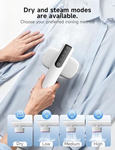 Steamer for Clothes,1200W Powerful Portable Steamer Iron,15s Fast Heat-up,100ml Tank,20 Min Continuous Steam, Wrinkle Remover for Travel, Home, Office(Serene white) - Thumbnail 6