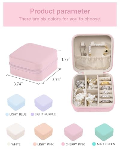 bccpnl Personalized Jewelry Travel Case(with mirror) with Your Name and Birth Flower,Personalized Gifts for Women - Festival gifts, Bridesmaids Gifts, Small Travel Jewelry Box Organizer (cherry pink) - Thumbnail 3