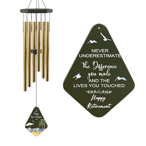 JMsuertes Retirement Gift for Woman Men, 32" Wind Chimes for Retirement, Happy Retirement Gifts for Coworker Colleague Boss Teachers Nurses Friends, Going Away Gifts Retirement Decorations,Green - Image 1