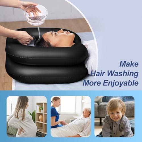 Inflatable Shampoo Basin for Bedridden and Disabled,Portable Shampoo Bowl for Injured, Hair washing Basin for Childred,pregnant woman,Easy Hair Washing at Home (Black) - Thumbnail 4