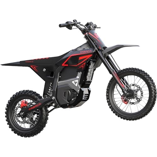 Tasaca V58 Electric Dirt Bike with 5500W Peak Motor, 55Mph Top Speed, 276Nm Max Torque, 5-Speed Modes, 52V 30Ah Battery with BMS, 14" / 12" Off-Road Ebike for Teens T500 Black