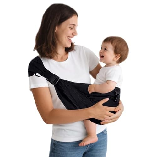 Baby Sling Carrier Newborn to Toddler, Lightweight Baby Carrier Sling, Baby Wrap Sling, Baby Hip Seat Carrier for Toddler Sling, Baby Holder Carrier, Nursing Sling, Carrying 8-35 lbs, (Black)