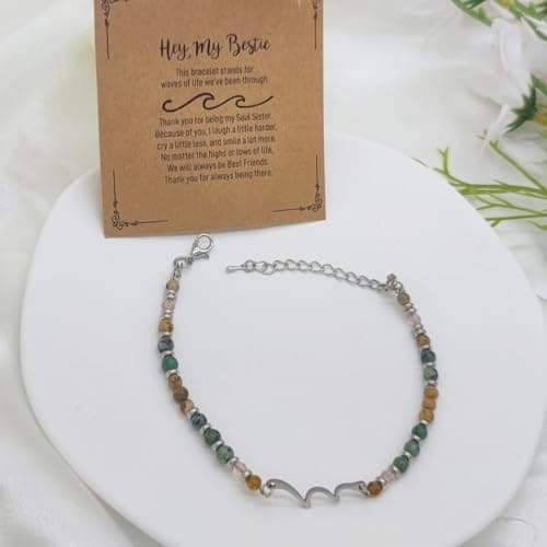 OVIFICEA Friendship Bracelets Sister Gifts for Women, Sister Birthday Gifts, Christmas Stocking Stuffers Wave Charm Bracelets for Teens, Best Friend, Bestie - Thumbnail 5