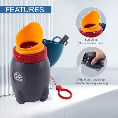 DIJIAMEIYA Portable Potty for Kids – Leak-Proof Rocket Travel Urinal for Boys & Girls, Lightweight Road Trip Essential for Car, Camping, Potty Training, Easy-Clean Reusable Pot(Deep Blue) - Thumbnail 4