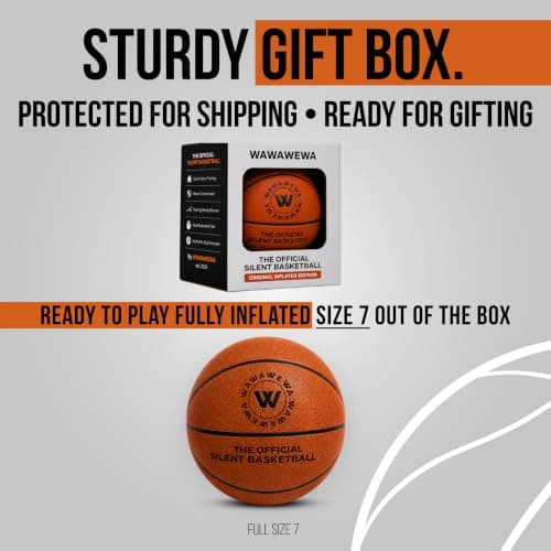 WAWAWEWA The Official Silent Basketball Size 7 (29.5") Uncompressed Fully Inflated – Ready to Play Indoor Basketball for Quiet Dribbling – Grooved Airless Indoor Training PU Foam Basket Ball All Ages - Thumbnail 2