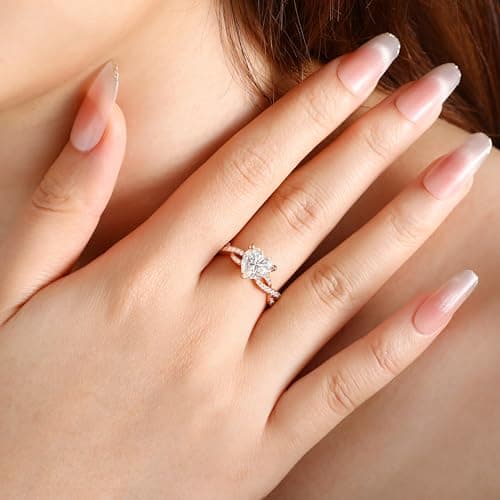 2CT Heart Moissanite Solitaire Engagement Ring for Women Promise Ring 4.5 - Thumbnail 4