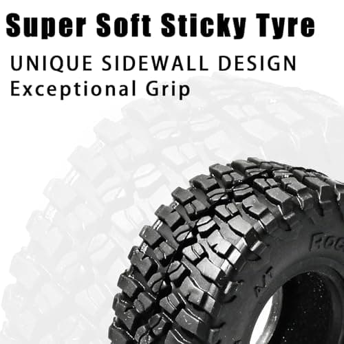 RcThjia 1.0 Tires All Terrain Super Soft Sticky Tires for RC Crawler for Traxxas 1/18 TRX4M Ford Bronco 97054-1 1/24 Axial SCX24 FMS FCX24 RC Crawlers High Grip Off-Road Tire Set Upgrade (4Pcs/Set) - Thumbnail 3