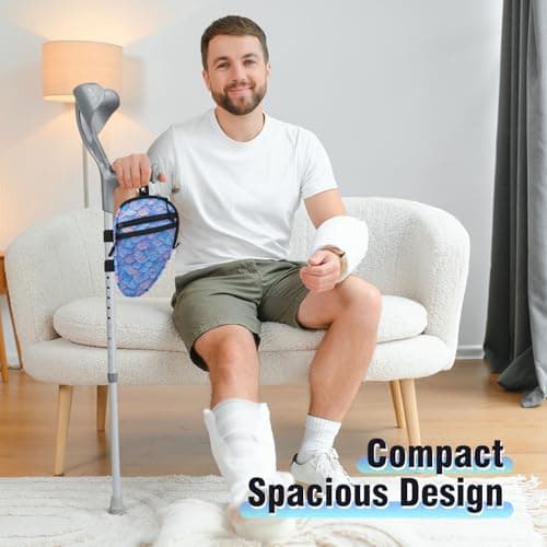 supregear Forearm Crutch Bag - Lightweight Water-Resistant Premium Storage Organizer with Cup Holder & Multiple Pockets, Hands-Free Mobility Accessory for Elbow Crutches, Gradient Blue - Thumbnail 5