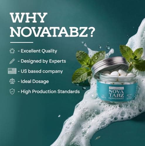 NovaTabz Nano-Hydroxyapatite (n-Ha) Toothpaste Tablets – Fluoride-Free, SLS-Free, Plastic-Free – Peppermint Chewable Tabs, Enamel Care, Gentle for Sensitive Mouths – Vegan, 62 Count - Thumbnail 2