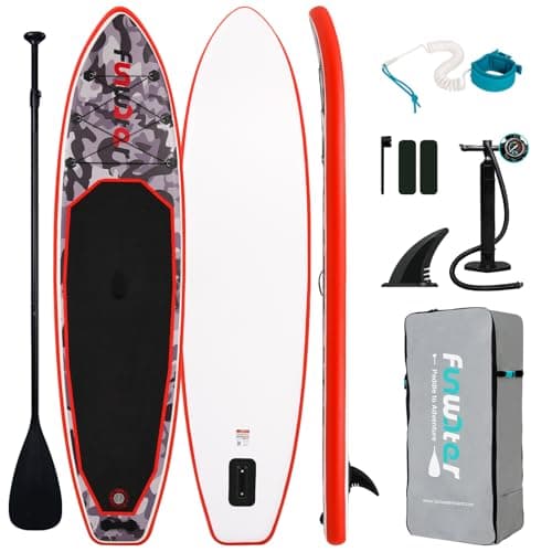 FunWater SUP Inflatable Stand Up Paddle Board Ultra-Light Inflatable Paddleboard with Accessories, Fin, Adjustable Paddle, Pump, Backpack, Leash - Image 1