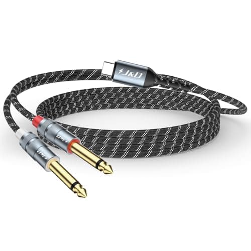 J&D USB C to 1/4 Audio Cable, Type C to Dual 6.35mm Male Jack Plug Adapter Car Auxiliary Stereo Speaker Cord, Compatible with iPhone 16/17 Series, Galaxy S25/24, Laptop, 6.6 Feet - Image 1