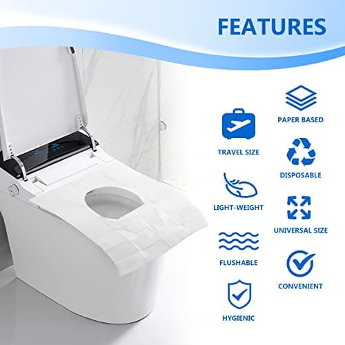 Toilet Seat Covers 120 Pack, Flushable Water Soluble, Biodegradable - Thumbnail 4