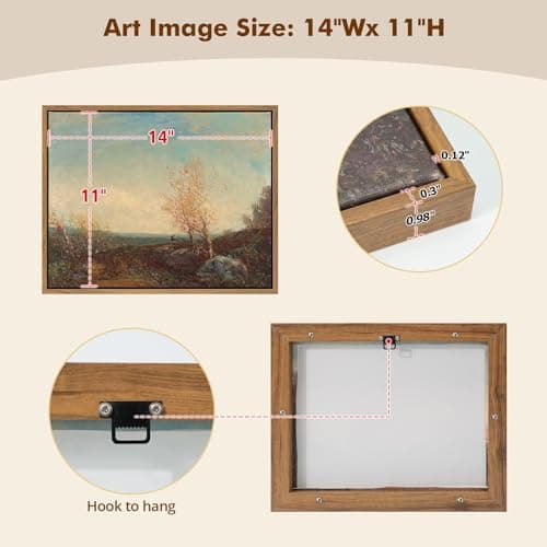 DAJONART Vintage Floating Frame Canvas Wall Art, Landscape Sunset Prints Painting Picture Wall Decor for Living Room,Home Christmas Decor Gift,11"x14" - Thumbnail 5
