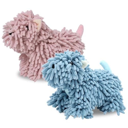 Cute Dog Chenille Hand Towel, 3D Puppy Hangable Fuzzy Ball Hand Towel Microfiber Super Soft Absorbent Bathroom & Kitchen Towels with Hanging Loop, Can Be Placed on the Sink Countertop (Pink+Blue) - Image 1