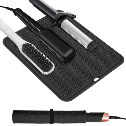 Quccefods Heat Resistant Mat Oversize Curling Iron Mat Silicone Hot Hair Tools Mat for Hair Straightener,Flat Irons,Hair Styling Tools Countertop protection Portable Travel Mat 14.2" x 11" - Image 1