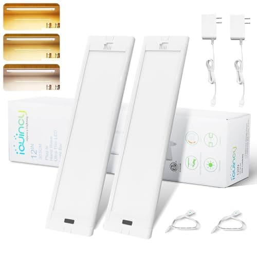 12 Inch Under Cabinet Lights Plug in 2 Packs, Hand Wave Activated, Linkable Under Cabinet Lighting with 5 CCT - 2700K-6000K & Stepless Dimmable, Under Counter Light for Kitchen, 350Lumens, 5W - Image 1
