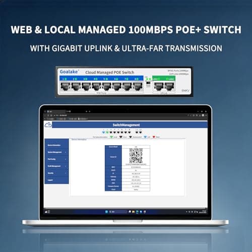 10-Port PoE Switch (8 PoE Ports@120W Built-in Power, 2 Uplink) with Extend Function, Managed Ethernet Switch, Plug & Play, Fanless Metal Design, VLAN, Qos,Desktop/Wall Mount - Thumbnail 2