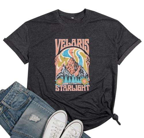 Acotar Velaris Shirts Women Oversized City of Starlight Shirt Book Fan Gift Casual Short Sleeve Tee Black - Thumbnail 6