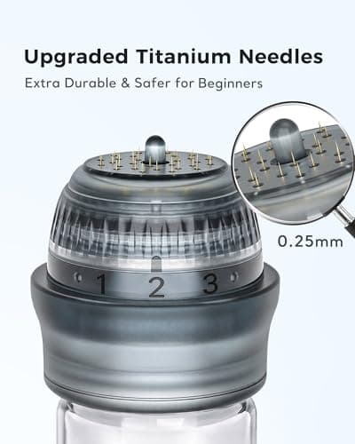 Micro Infusion Needles System Serum Applicator for Face Skin Care, 0.25mm Titanium Microneedling Derma Roller Stamp with 2 Replacement Heads for Women & Men (Serum is Not Included) - Thumbnail 2