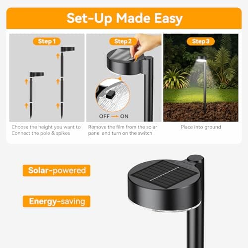 Ahaorigin 8 Pack Solar Pathway Lights Outdoor, 12 Brighter LED Solar Lights Outdoor Waterproof, Up to 12 Hrs Modern Path Light for Yard Garden Walkway Driveway Lawn, Cool White - Thumbnail 6