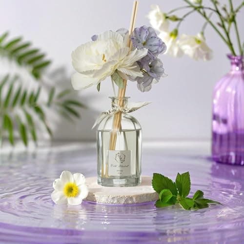 Reed Diffuser Set, Pretty Valley Home Dried Flowers Diffuser 120Ml / 4.05 fl OZ Gift Box - Includes Sticks, Long Lasting Fragrance Oil and Glass Bottle for Office Living Room Decor (Wild Bluebell) - Thumbnail 6