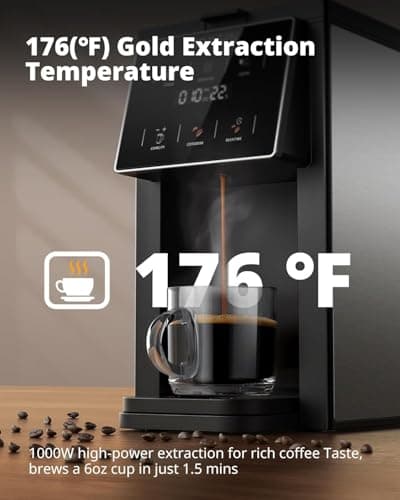 AIRMSEN Grind & Brew Coffee Maker with Built-in Grinder (2026 Model) - Single-Serve, Compatible with K-Cup Pods & Ground, 1000W Fast 6-14oz Brewer, Descaling Alert, Touchscreen & 50oz Removable Tank - Thumbnail 6