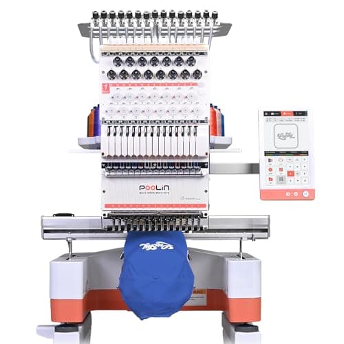 Poolin EOM 15-Needle Commercial Embroidery Machine,14.2"x9.5" Large Embroidery Area for Small Business User Friendly,for Hats,Cap & 3D Caps & Daily Orders,Auto Color Change & Trim,WiFi/USB Transfer - Image 1