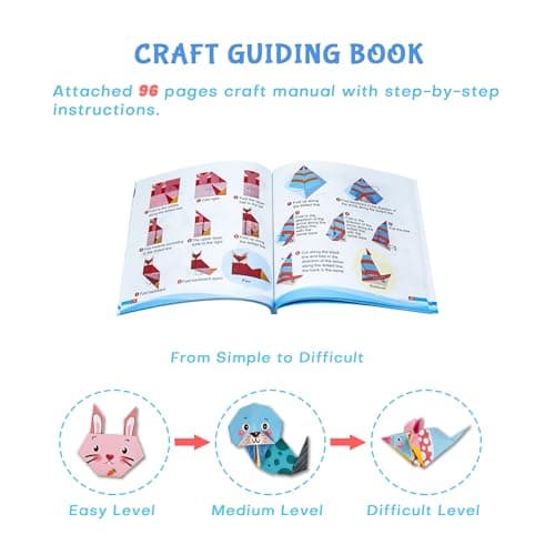 Origami Kit for Kids Ages 5-16, 212 Sheets with 72 Patterns & Instruction Book | Origami Paper Kit for Beginners & Advanced | Arts & Crafts Toys for Girls & Boys Ages 8-12 | Birthday & Christmas Gifts - Thumbnail 3