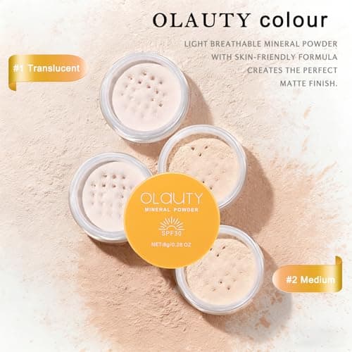 Mineral Powder Foundation for Face & Scalp, SPF 30, Translucent Loose Setting Powder Sunscreen Foundation Makeup,Matte Oil Control Natural Finishing Face Powder,Lightweight,Long-Lasting (#02 Medium) - Thumbnail 4